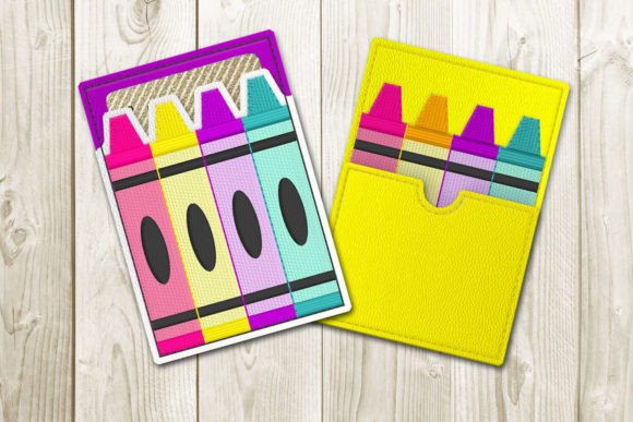 4 Crayons Gift Card Holder ITH Applique