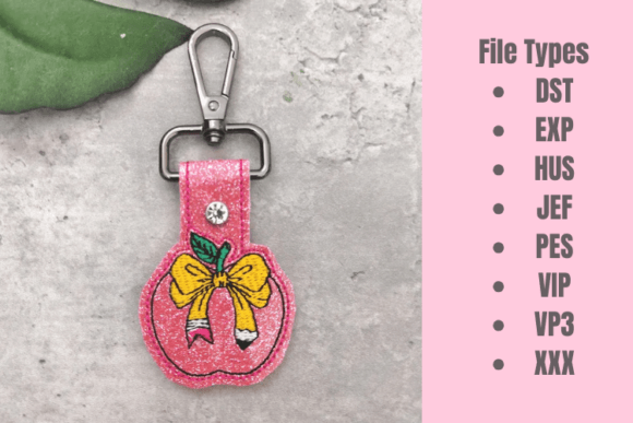 Apple Bow ITH Snap Tab Key Fob