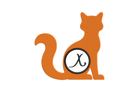 Cat Letter X Embroidery Design