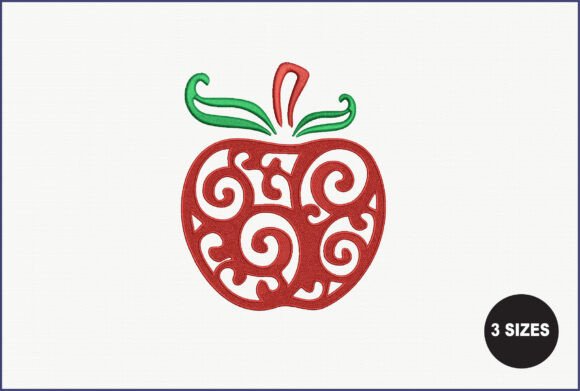 School Apple Embroidery