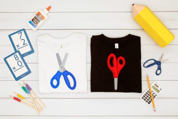 School Scissors Applique Embroidery Duo