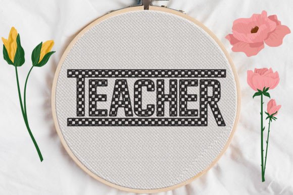 Teacher Sign Checkered Print